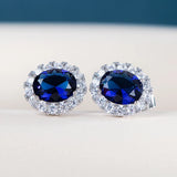 Cellacity Sapphire Women Stub Earrings 10mm Zircon Gemstone