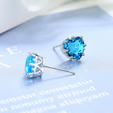 Cellacity Silver 925 Aquamarine Heart Ear Studs Women Earrings