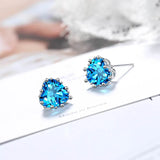 Cellacity Silver 925 Aquamarine Heart Ear Studs Women Earrings