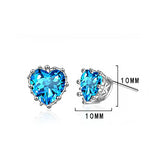 Cellacity Silver 925 Aquamarine Heart Ear Studs Women Earrings
