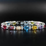 Cellacity Silver 925 Gemstones Bracelet for Women Oval Zircon Fine Jewelry