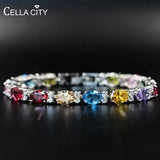 Cellacity Silver 925 Gemstones Bracelet for Women Oval Zircon Fine Jewelry