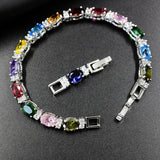 Cellacity Silver 925 Gemstones Bracelet for Women Oval Zircon Fine Jewelry