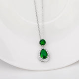 Cellacity Silver 925 Water Drop Gemstones Necklace for Women