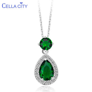 Cellacity Silver 925 Water Drop Gemstones Necklace for Women