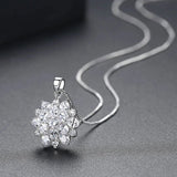 Cellacity Snowflake Pendant Necklace for Women Silver 925 Jewelry