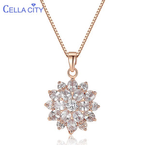 Cellacity Snowflake Pendant Necklace for Women Silver 925 Jewelry