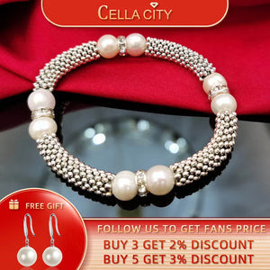 Cellacity Silver 925 Bracelet Freshwater Pearl Punk Rock Party Jewelry
