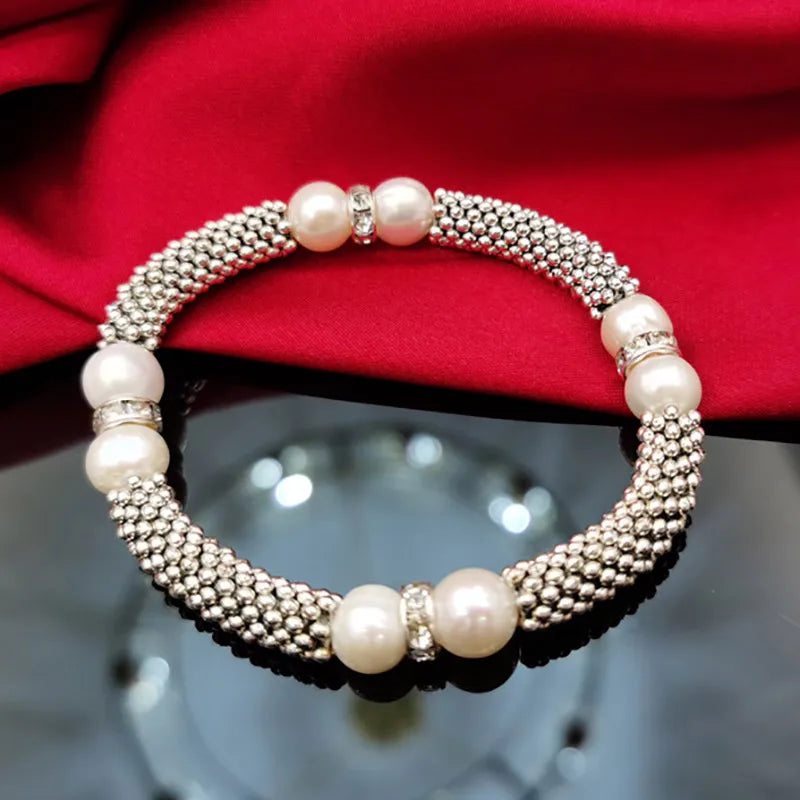 Cellacity Silver 925 Bracelet Freshwater Pearl Punk Rock Party Jewelry