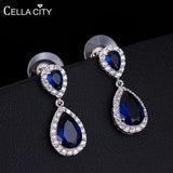 Cellacity Silver 925 Earrings Water Drop Gemstones Party Ear drops