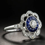 Cellacity Silver 925 Flower Ring Sapphire Zircon Size6-10