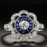 Cellacity Silver 925 Flower Ring Sapphire Zircon Size6-10