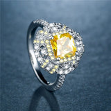 Cellacity Silver 925 Ring Square Citrine Gemstones OL Female Rings