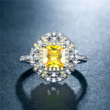 Cellacity Silver 925 Ring Square Citrine Gemstones OL Female Rings
