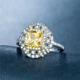 Cellacity Silver 925 Ring Square Citrine Gemstones OL Female Rings