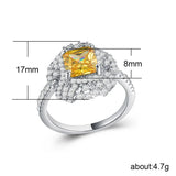 Cellacity Silver 925 Ring Square Citrine Gemstones OL Female Rings