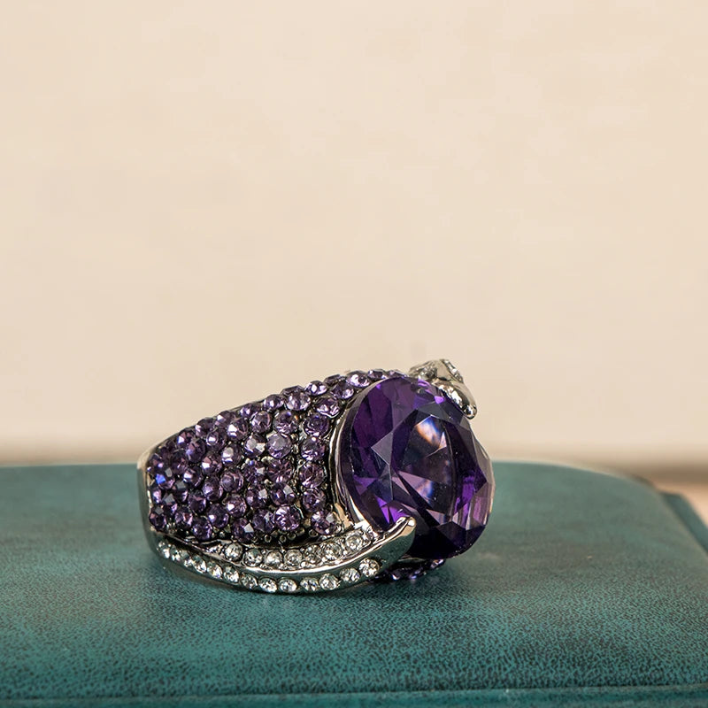 Cellacity Vintage Amethyst Women Ring Purple Zircon Silver Jewelry Size 6-10