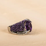 Cellacity Vintage Amethyst Women Ring Purple Zircon Silver Jewelry Size 6-10
