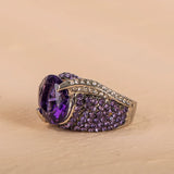 Cellacity Vintage Amethyst Women Ring Purple Zircon Silver Jewelry Size 6-10