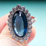 Sterling Silver Charm Lady Ring with Sapphire Gemstone