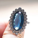 Sterling Silver Charm Lady Ring with Sapphire Gemstone