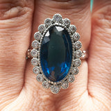 Sterling Silver Charm Lady Ring with Sapphire Gemstone
