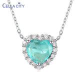 Heart Pendant Necklace Sapphire Gemstones Wedding Party