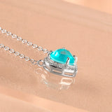 Heart Pendant Necklace Sapphire Gemstones Wedding Party