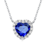 Heart Pendant Necklace Sapphire Gemstones Wedding Party
