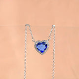 Heart Pendant Necklace Sapphire Gemstones Wedding Party