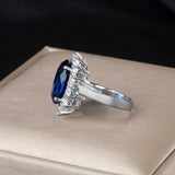 925 Silver Ring with Oval Sapphire Paraiba Gemstones for Wedding Party