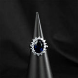 925 Silver Ring with Oval Sapphire Paraiba Gemstones for Wedding Party