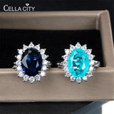 925 Silver Ring with Oval Sapphire Paraiba Gemstones for Wedding Party