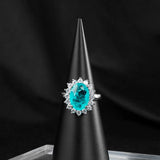 925 Silver Ring with Oval Sapphire Paraiba Gemstones for Wedding Party
