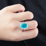 925 Silver Ring with Oval Sapphire Paraiba Gemstones for Wedding Party