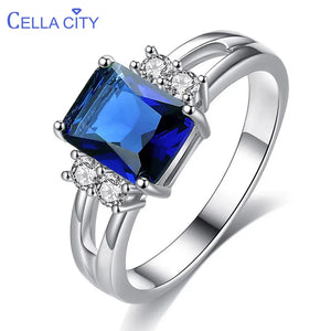 Cellacity 925 Silver Ring with Sapphire Gemstone for Women