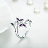 Butterfly Amethyst 925 Silver Ring Anniversary