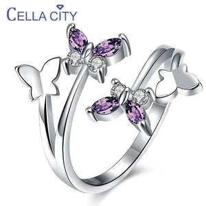 Butterfly Amethyst 925 Silver Ring Anniversary