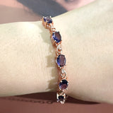 Cellacity Women Silver Bracelet with Oval Amethyst Gemstones Charm