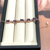 Cellacity Women Silver Bracelet with Oval Amethyst Gemstones Charm