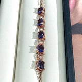 Cellacity Women Silver Bracelet with Oval Amethyst Gemstones Charm