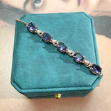 Cellacity Women Silver Bracelet with Oval Amethyst Gemstones Charm