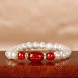 Cellacity Pearl Bracelet Silver 925 Ruby Gemstone Wedding Party