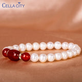 Cellacity Pearl Bracelet Silver 925 Ruby Gemstone Wedding Party