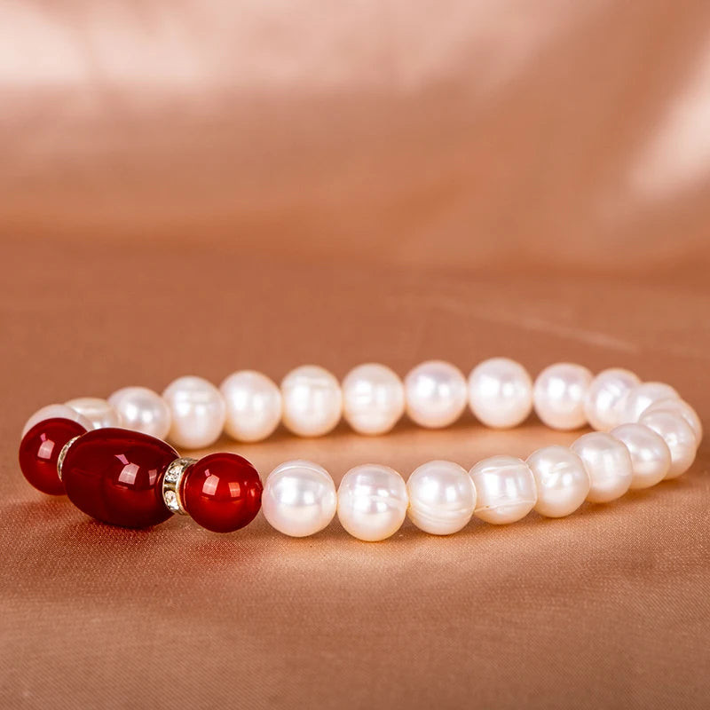 Cellacity Pearl Bracelet Silver 925 Ruby Gemstone Wedding Party