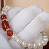 Cellacity Pearl Bracelet Silver 925 Ruby Gemstone Wedding Party