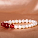 Cellacity Pearl Bracelet Silver 925 Ruby Gemstone Wedding Party
