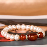 Cellacity Pearl Bracelet Silver 925 Ruby Gemstone Wedding Party