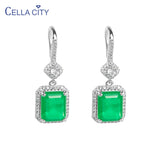 Cellacity Silver 925 Drop Earrings with Emerald Gemstones