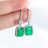Cellacity Silver 925 Drop Earrings with Emerald Gemstones